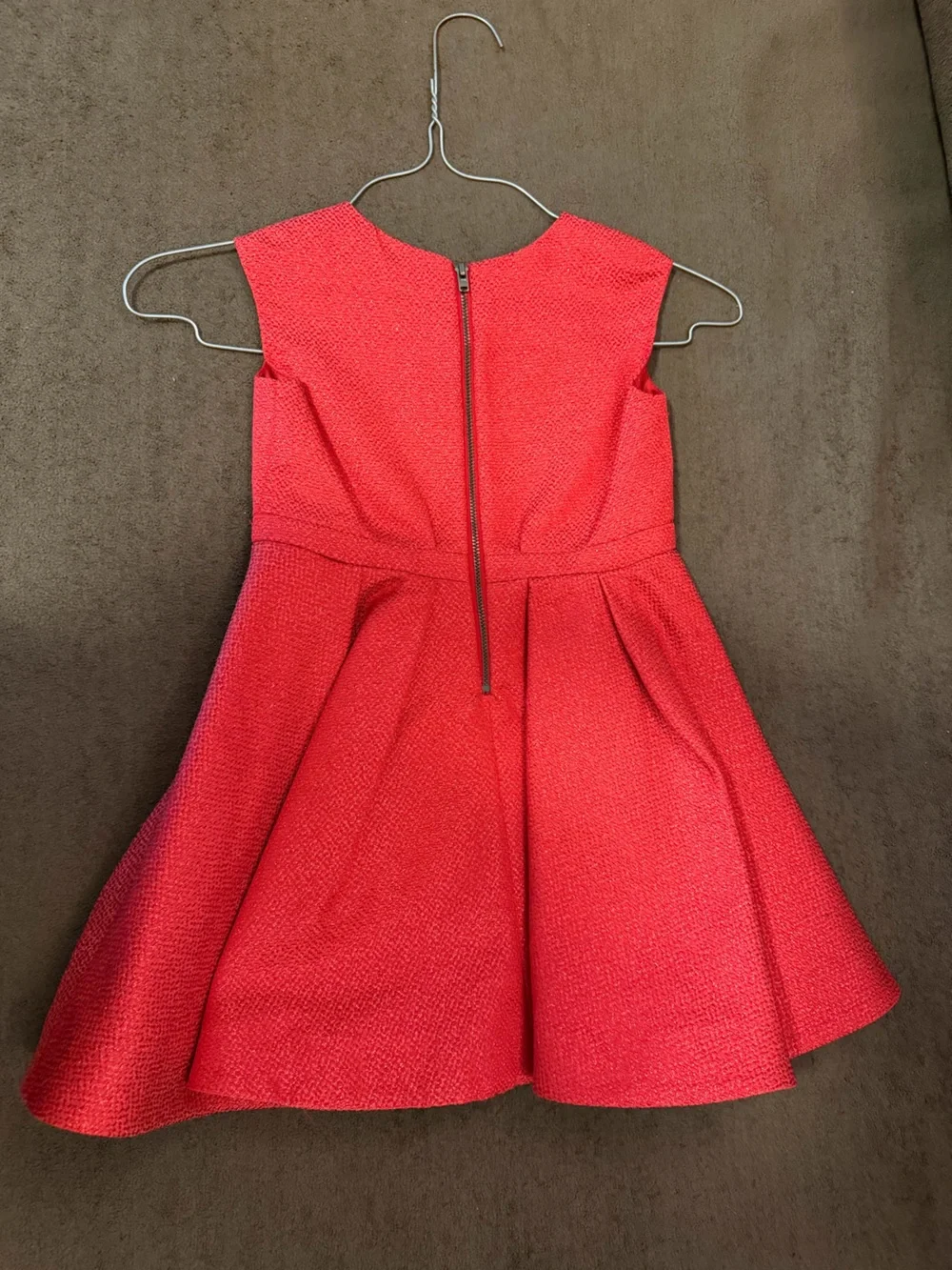Lili Gaufrette Red Textured Bow Waist Dress